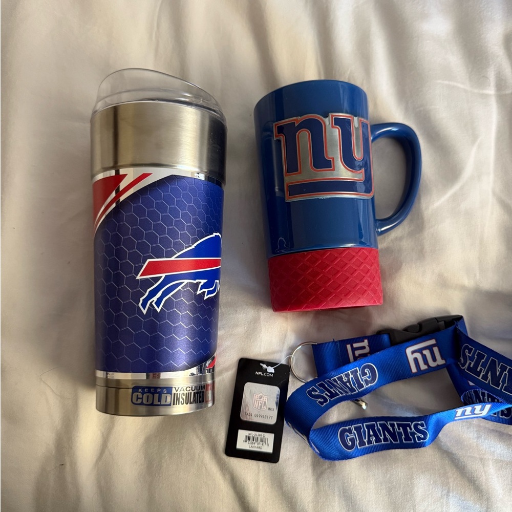 NY Giants Tumbler, Mug and Lanyard Bundle